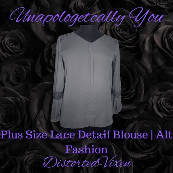 APT. 9 Gray Lace Detail Blouse – Size Large - Picture 4 of 6